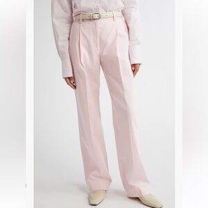 TOTEME Pleated Straight Leg Cotton Trousers